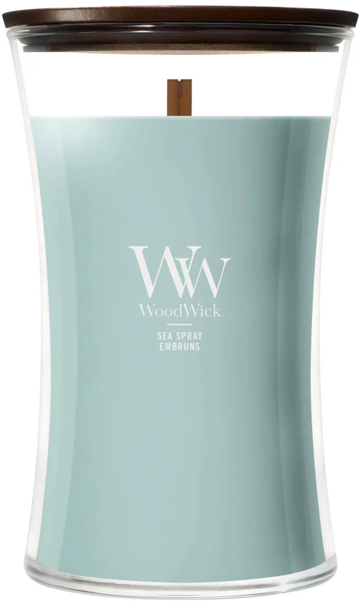 WoodWick Hourglass - Sea Spray - Large Geurkaars - 130 branduren Blauw