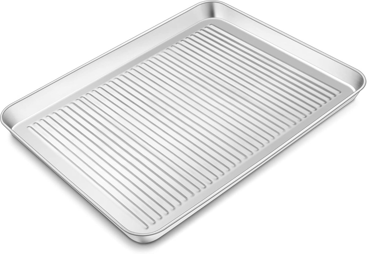 RVS Bakplaat Rechthoekig 40.5x30.5 cm Oven Schaal voor Bakken en Roosteren