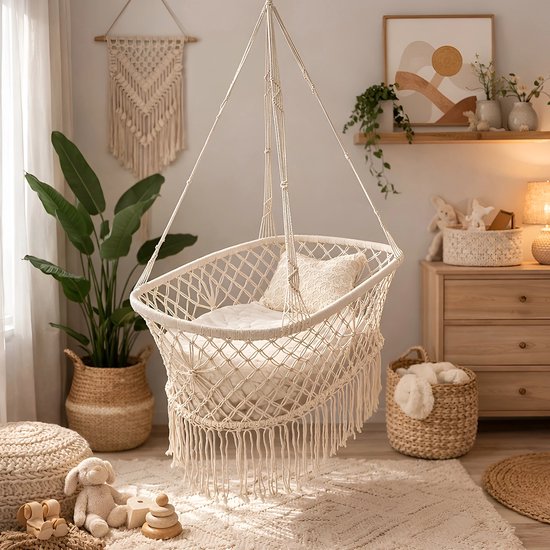 Lavandoux - Macramé Hangwieg - Hangende Baby Kribbe - Crème
