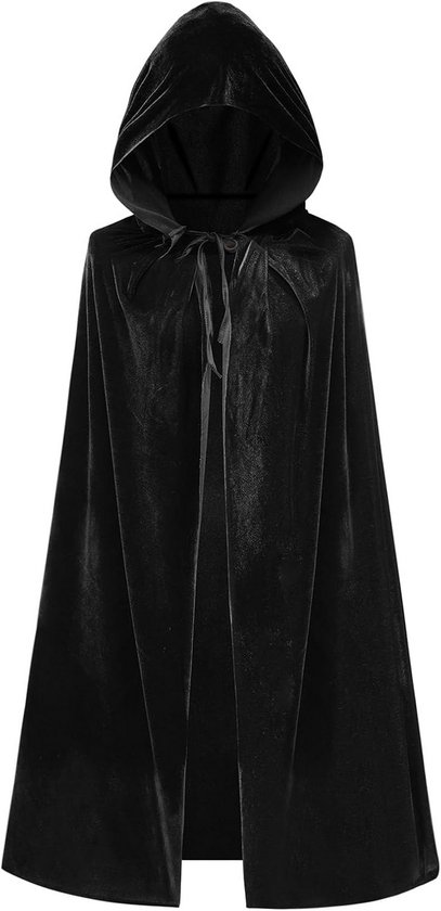 Lange Kinder Cape met Capuchon - Geschikt voor Halloween en Feestjes - Zwart/Donkergroen