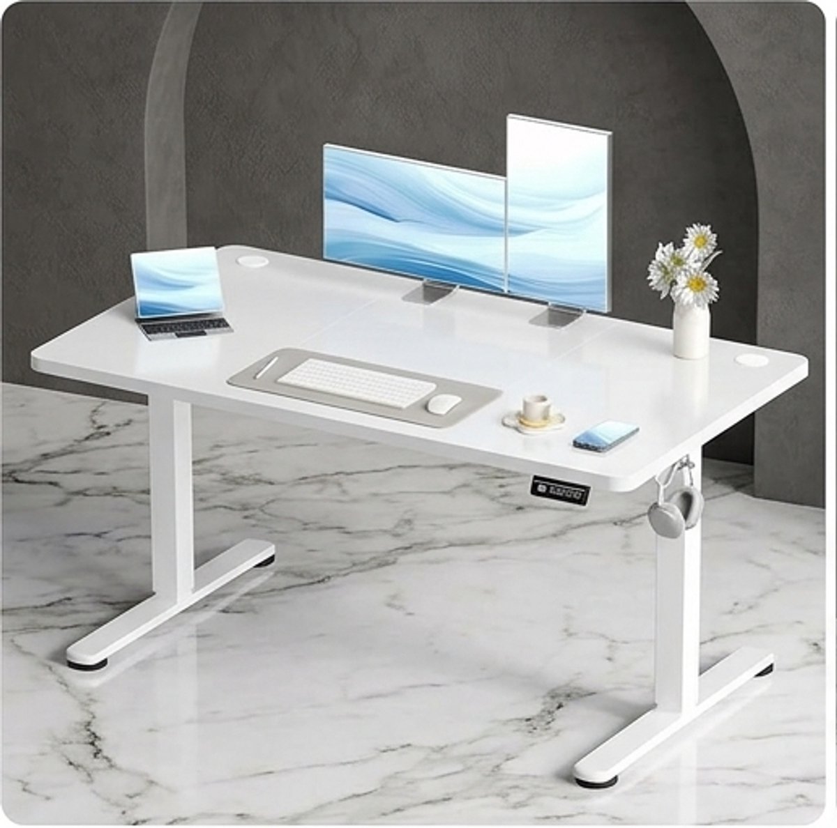 ProLift Elektrisch Zit-Sta Bureau 120x60 cm – In Hoogte Verstelbaar Bureau met Geheugenfunctie – Stil & Stabiel Staand Bureau – Ergonomisch Thuiswerk Bureau – Wit A-Furniture