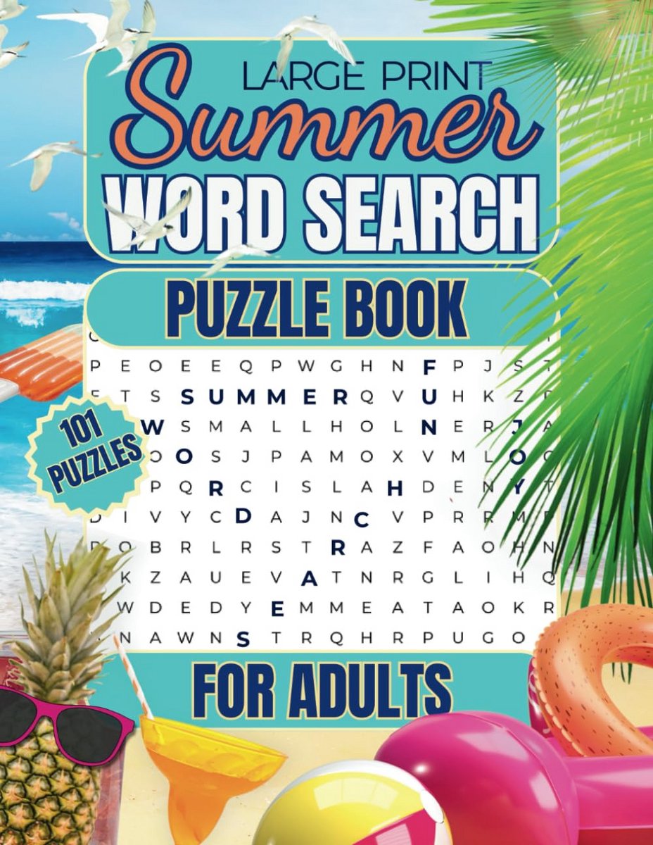 Groot Lettertype Zomer Woordzoeker Puzzelboek voor Volwassenen met Meer dan 2000 Woorden