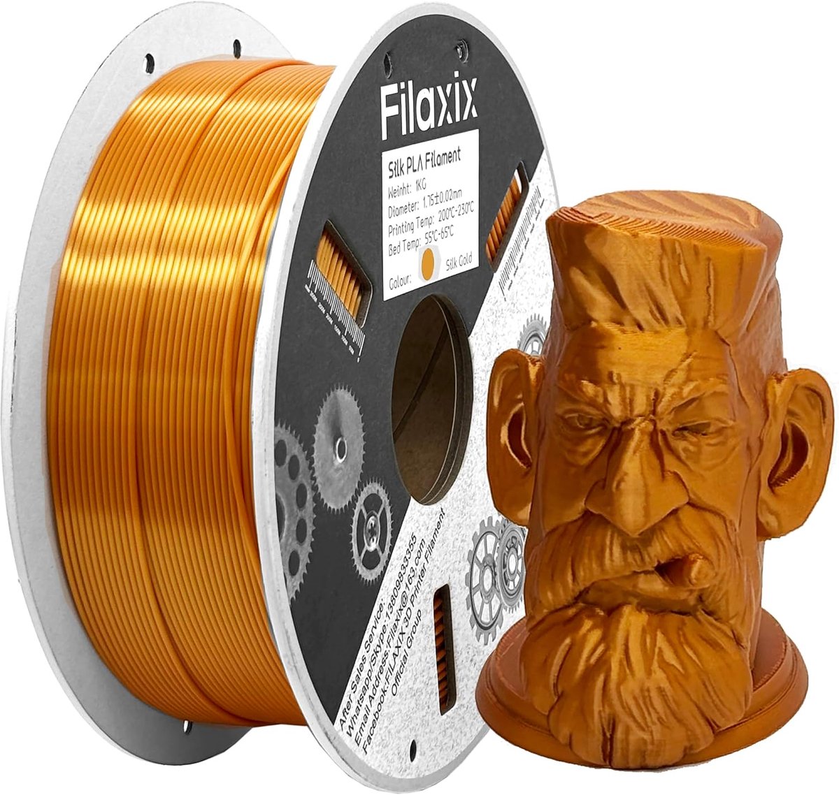 Glanzend Zijde PLA Filament 1.75mm voor 3D Printers, 1kg Goud