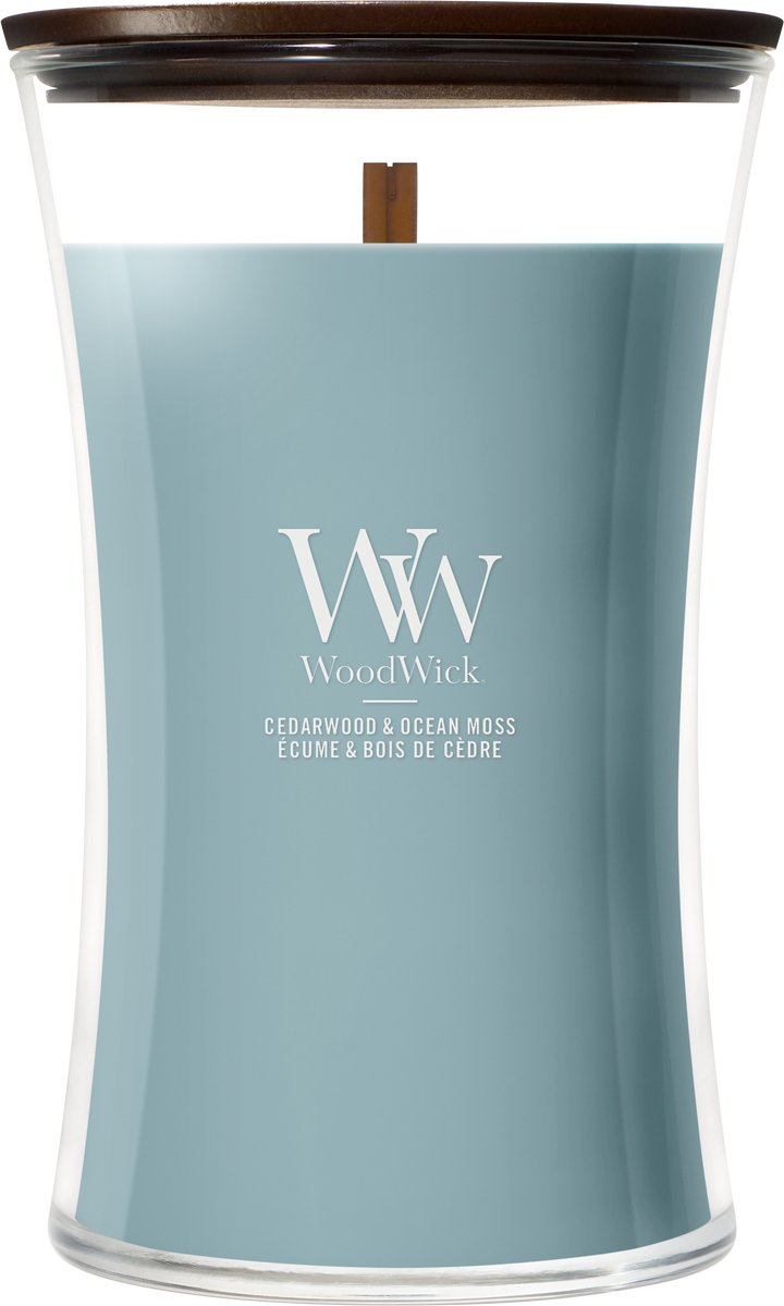 WoodWick Hourglass - Cedarwood & Ocean Moss - Large Geurkaars - 130 branduren