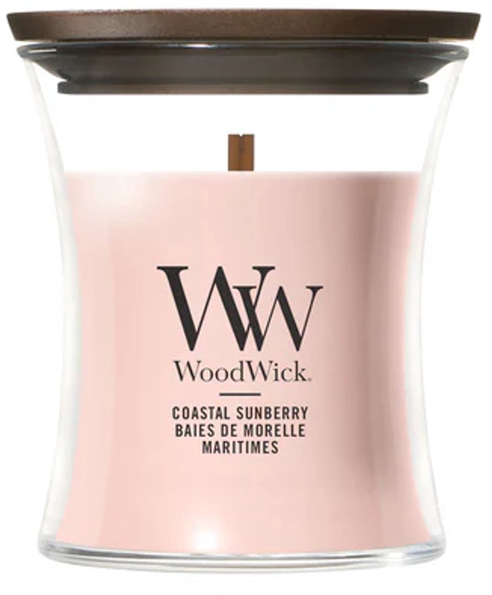 WoodWick Hourglass - Coastal Sunberry - Mini Geurkaars - Tot 30 branduren Roze