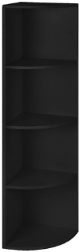 Hoppa! Hoek boekenkast 4 niveaus – hout – Zwart – 30 x 30 x 130 cm