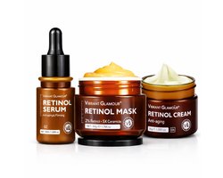 VIBRANT GLAMOUR Retinol Huidverzorgingsset – Retinol Serum, Gezichtsmasker & Dagcrème en Nachtcrème…
