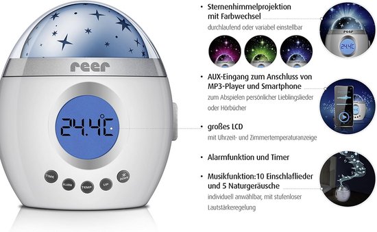 Sterrenprojector Nachtlampje met Muziek & Timer - Rustgevend Nachtlicht voor Babykamer — afbeelding 5