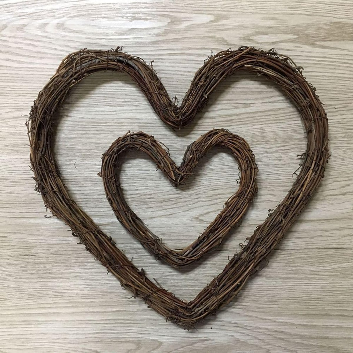 Handgemaakte Houten Hartvormige Krans - Natuurlijke Rotan Decoratie voor Feesten en Woonaccessoire
