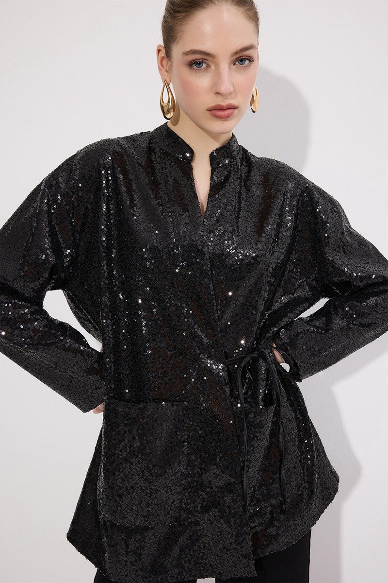 Touché Privé - Kimono met pailletten - Zwart - Dames