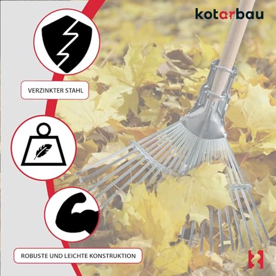 KOTARBAU® Tuinhark, Bladhark, Staal, 28x40,5 cm, Zilver, Verstelbare, Bladbezem, zonder Steel, Metalen Hark, Stevige Hark, Robuust Tuingereedschap, voor Gras en Bladeren van Merkloos	 — afbeelding 5