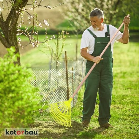 KOTARBAU® Bladhark, Tuinhark van Kunststof, 44 cm, Kersen, met Steel, Gazonhark, Waaierbezem, Lichtgewicht Hark, Stevige Hark van Merkloos	 — afbeelding 2