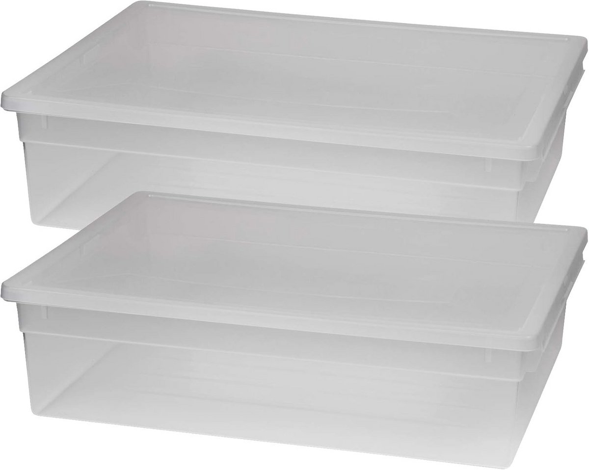 2 stuks XL Opbergdozen Transparant Kunststof met Deksel - Grote Opslagvolume