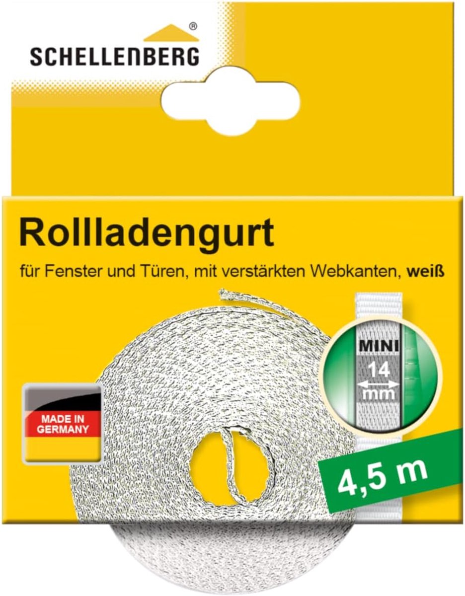 Rolband voor Rolluik Mini 14mm Breed - 4.5 Meter Wit - Vervanging Rolluikband