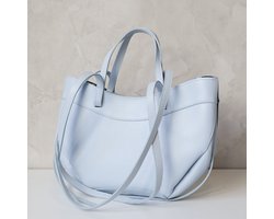 Luka – pastelblauwe leren shoudertas dames