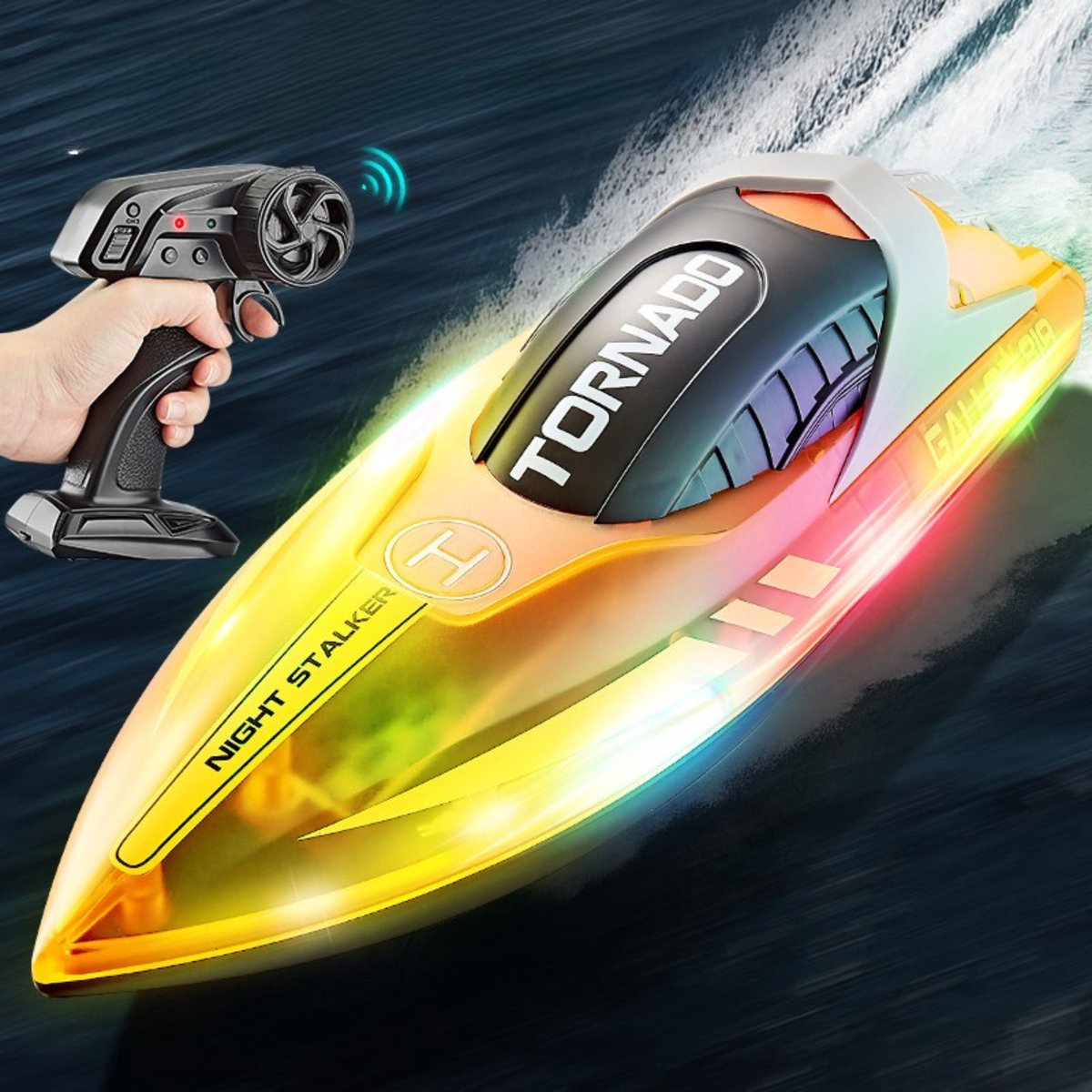 Pumpify Bestuurbare Boot – Waterspeelgoed – Met LED Verlichting – RC Boot – Snelheid Tot 15 km/h – 60m Bereik – Speelgoed Boot – Speedboot – Afstandsbestuurbare Boot - Speelgoed – 5 jaar – 6 jaar – 7 jaar – 8 jaar – 9 jaar – 10 jaar – Oranje — afbeelding 6