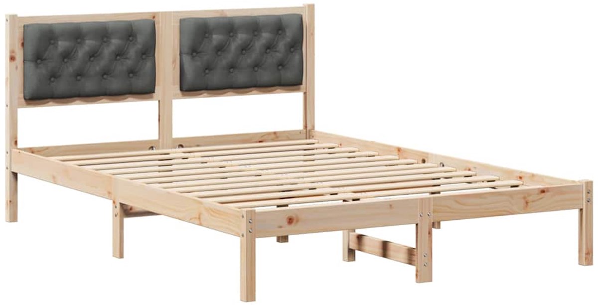 vidaXL Bedframe - Donkergrijs - 140 - x - 190 - cm - Massief - grenenhout