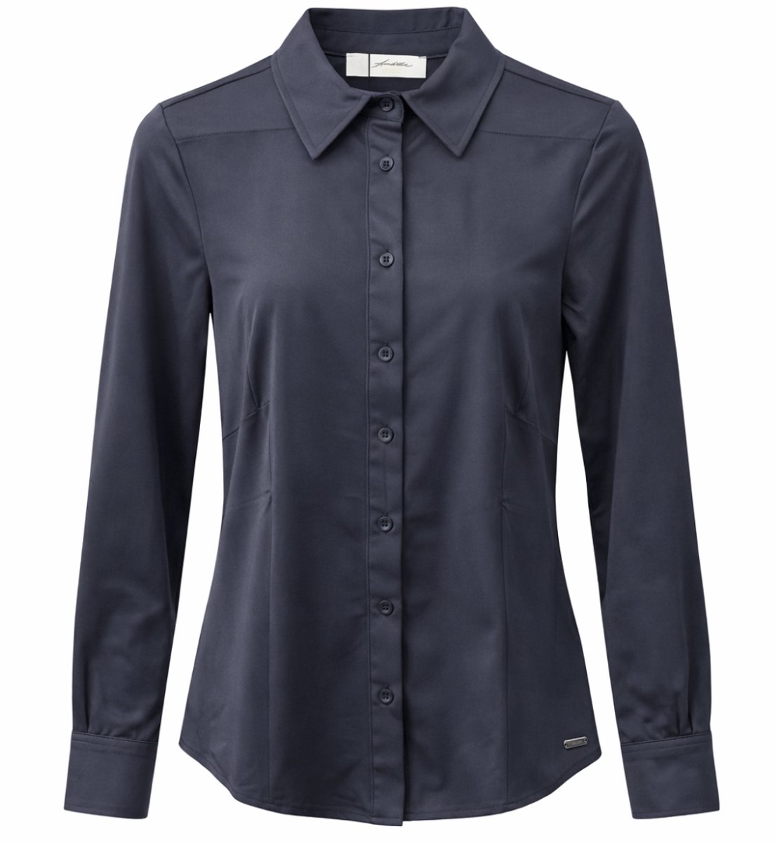 Ambika Traveller Blouse Dames maat XL – Donkerblauw – Travelstof – Strijkvrij – Comfort Stretch – Lange Mouwen