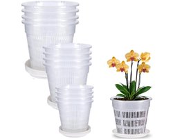 Set van 12 Transparante Orchidee Potten (11, 14, 16 cm) - Kweekpotten voor Orchideeën Binnen en Buiten