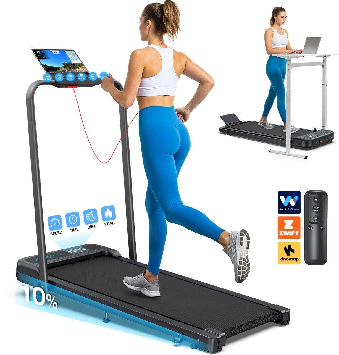 Cardirun 2 in 1 Loopband met 10% helling - Walking pad - Bol