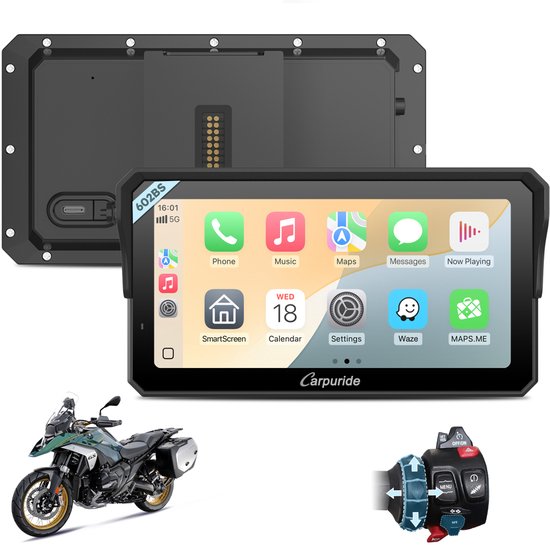 CARPURIDE W602BS PRO - BMW-motorfietsen - CarPlay scherm - Native Wonder Wheel - draadloze CarPlay en Android Auto - gegevensuitlezing- 6.25 Inch