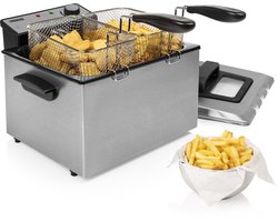 Princess Frituurpan - Grote friteuse - 1 grote en 2 kleine manden - 5 liter - 3270W - Kijkvenster -…