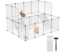 143x108x93cm Kleine dierenren set DIY montage konijnenhok van kunststof & metaal Kleine dierenhok met rubberhammer Buitenren ren voor hamster, konijn, cavia NAIZY