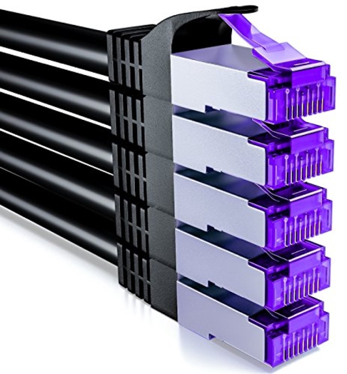 5-pack 2 meter CAT7 netwerkkabels - 10 Gigabit RJ45 patchkabels met dubbele afscherming