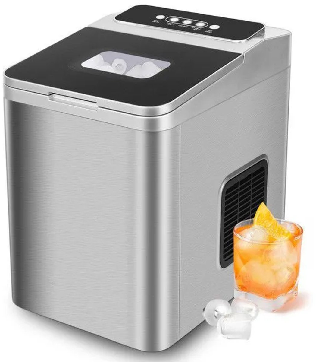 IJsblokjesmachine-1,5 L - Touchbediening-12 kg ijs in 24 uur-Hoogefficiënte ijsproductie-Behuizing van roestvrij staal