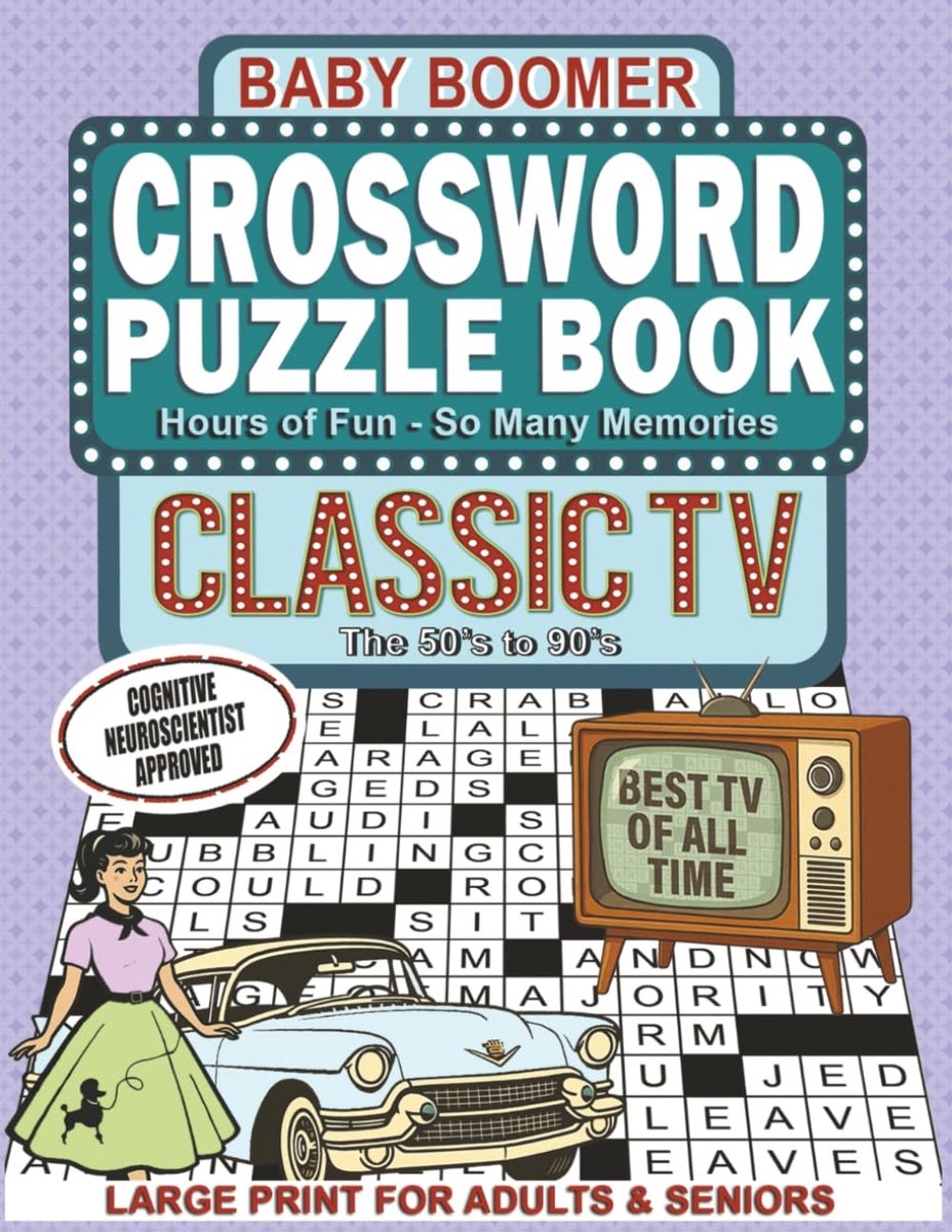 Kruiswoordpuzzels Grote Letter Nostalgische TV Shows Jaren '50 t/m '90 voor Senioren