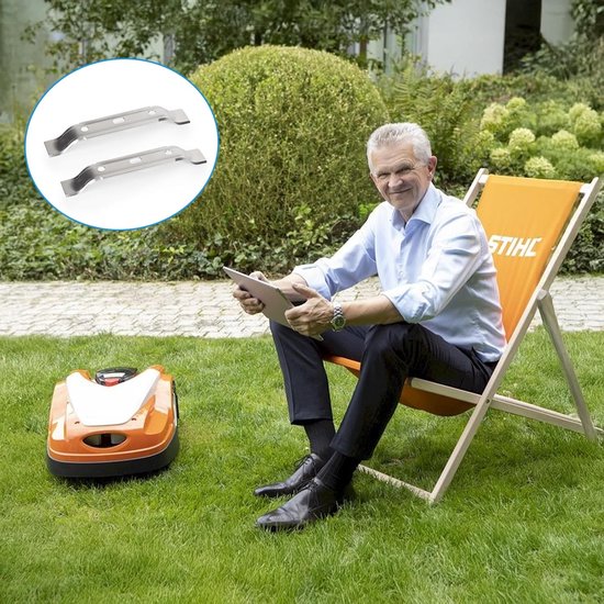2 stuks Vervangingsmessen - 20 cm - geschikt voor Stihl iMOW RMI 422, 422 P, 422 PC-serie robotmaaiers - ZILVER - Vervangend maaiblad voor robotmaaier van Merkloos	 — afbeelding 4