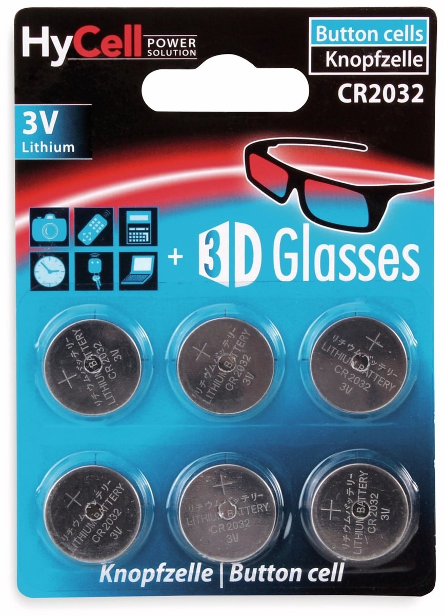HyCell Knoopcel CR2032 3 V 6 stuk(s) 200 mAh Lithium CR2032