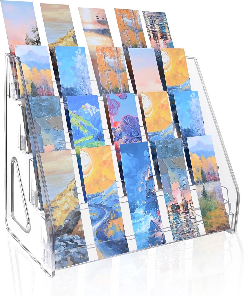 4-Laags Acryl Displaystandaard voor Bladwijzers, Kaarten en Brochures - Tafelmodel