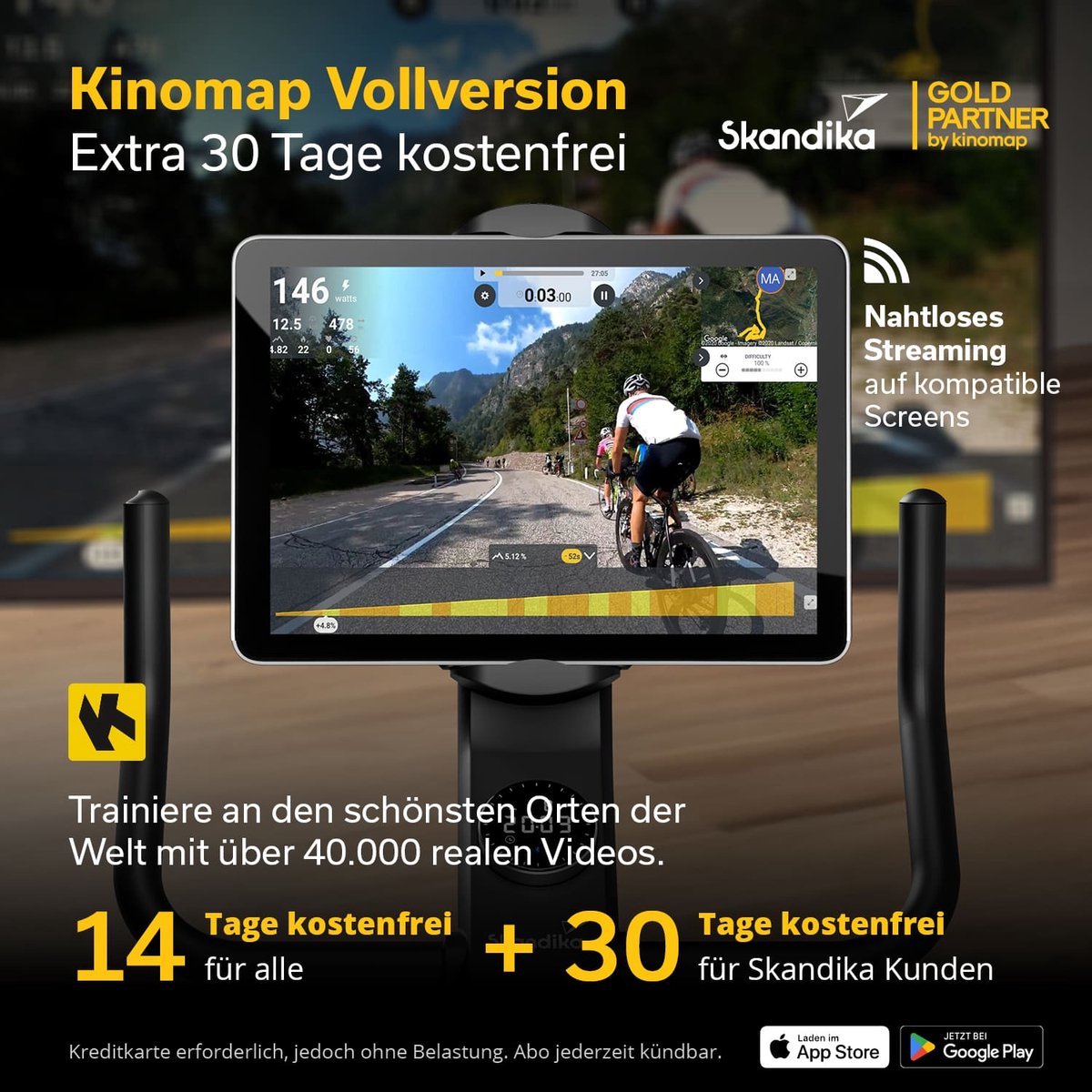 Skandika Cykling P12-H Hometrainer met 32 Weerstandsniveaus - afbeelding 2