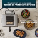 Frituurpan met kijkvenster en filter die geuren vermindert. Serveert ook salade, calamaris en kip.