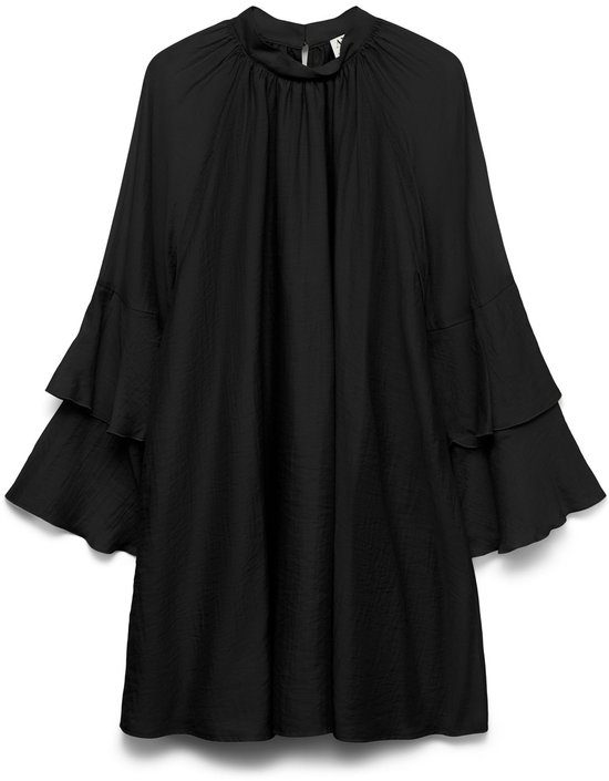 Vero Moda Robe Femme Noir – Robe Élégante Coupe A avec Manches Amples et Aspect Mousseline – Casual & Chic