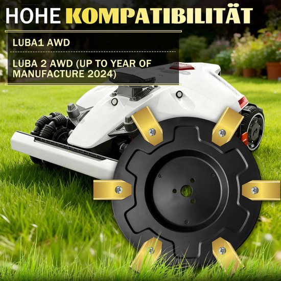 26 stuks Premium tuning voor robotmaaiers - geschikt voor Mammotion LUBA 1 AWD en LUBA 2 AWD (tot modeljaar 2024) - Maaischijf voor 6 messen - Twee met glasvezel versterkte roterende schijven van Merkloos	 — afbeelding 2