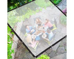 Transparante waterdichte hoes - zeildoek - 2 x 2m kunststof zeildoek - stof- en regendicht waterdicht zeildoek met doorvoertule - geschikt voor tuinmeubelen, auto's en meer - transparant