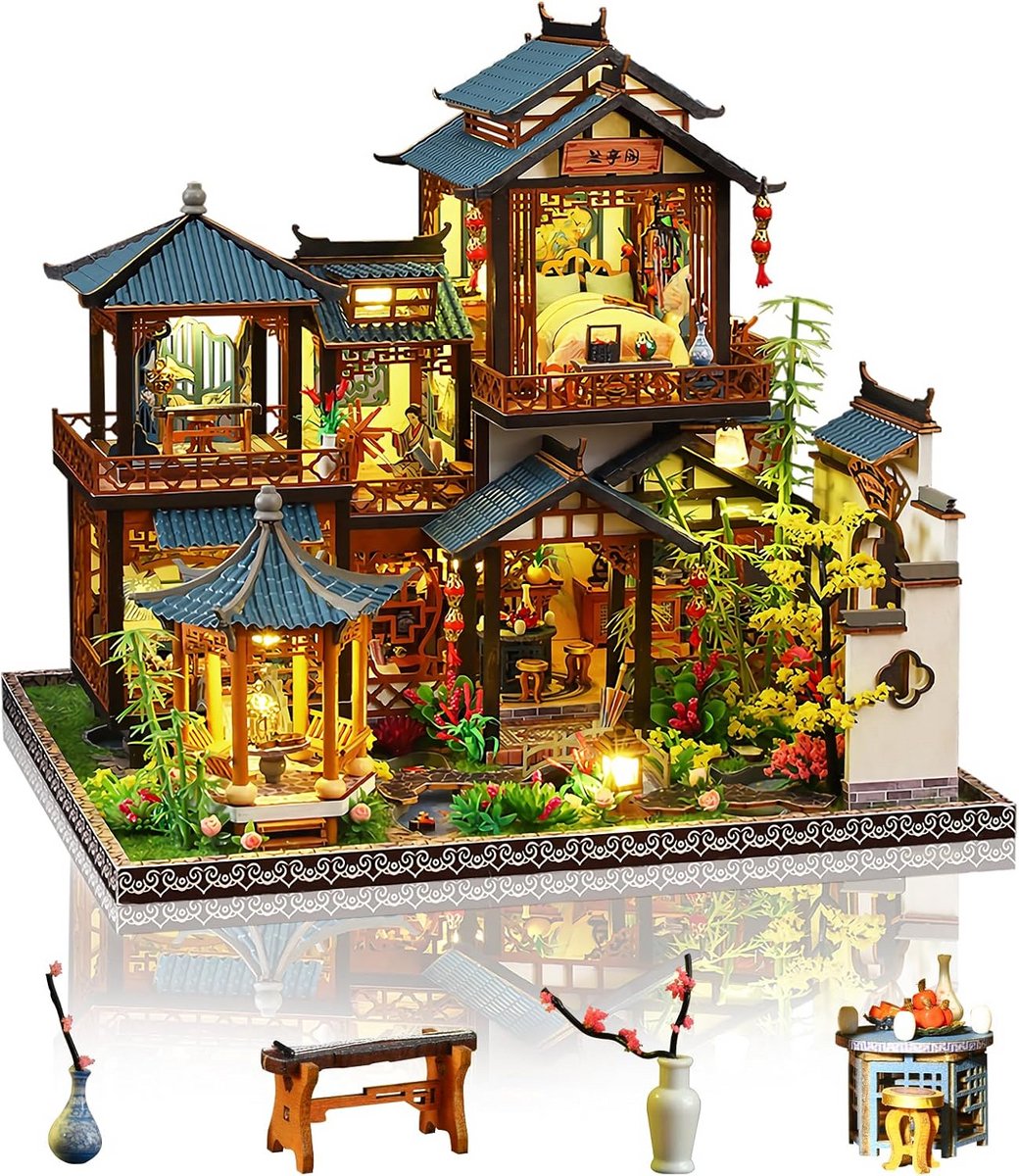 DIY Miniatuur Poppenhuis Set met LED Verlichting - Houten Modelbouw voor Volwassenen