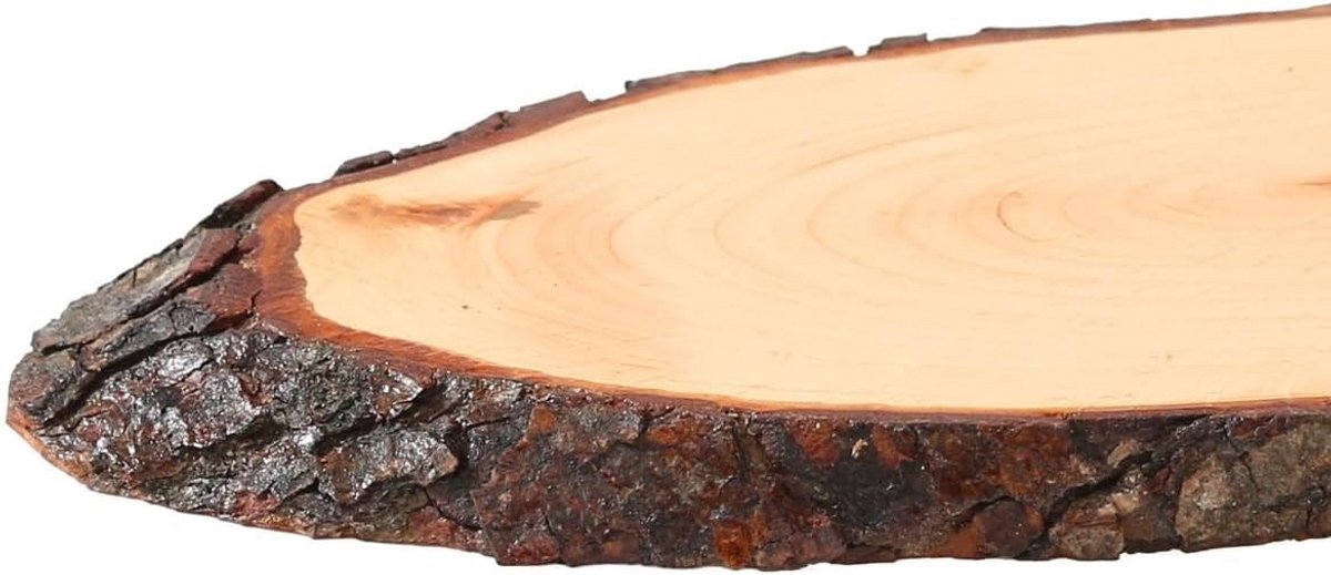 Ovale Houten Serveerplank van Gladde Berkenbast - Kaasplank of Broodplank (45x20 cm)