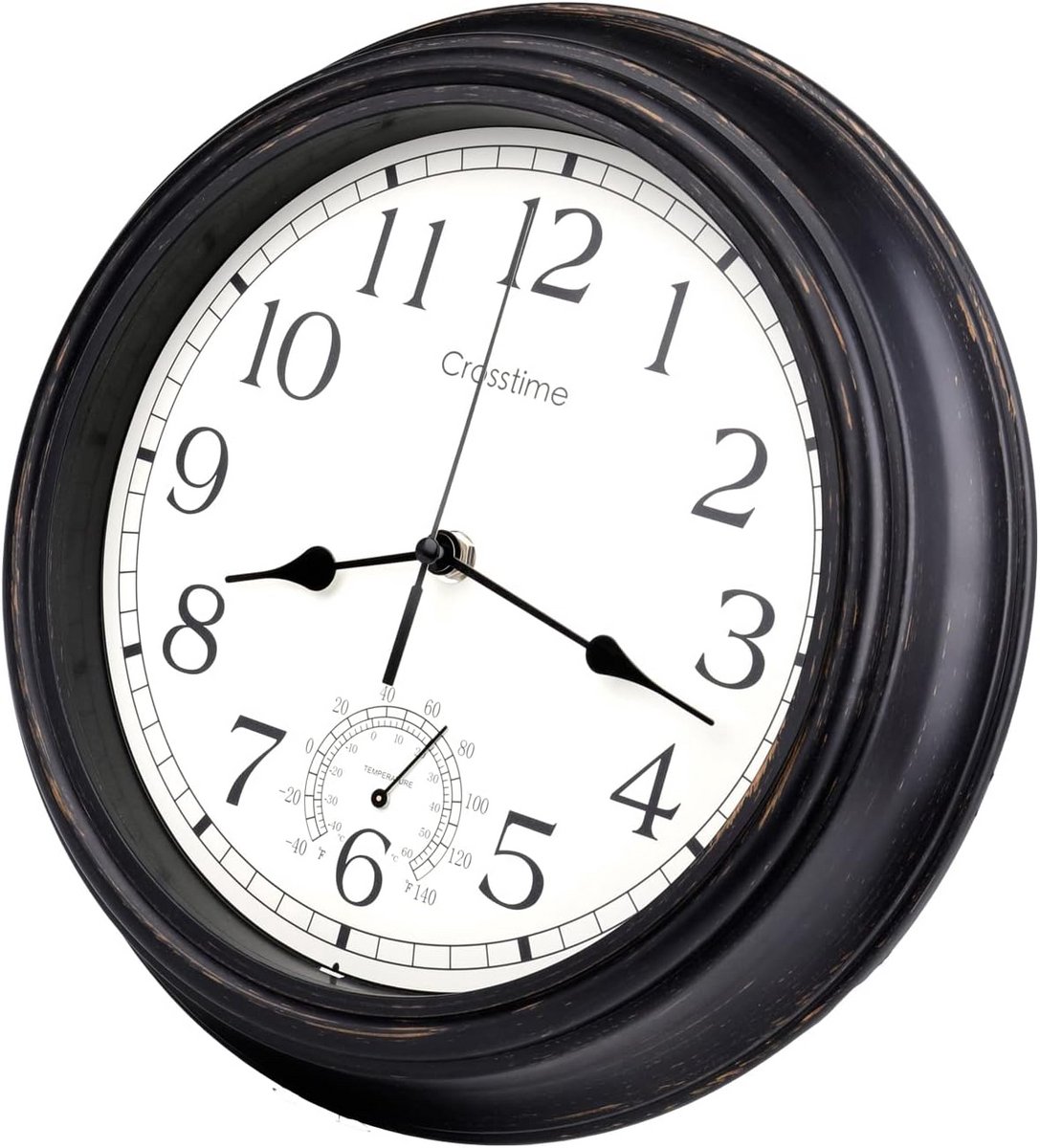 Waterdichte Buitenklok met Thermometer (30cm) - Vintage Wandklok voor Tuin, Terras en Binnen