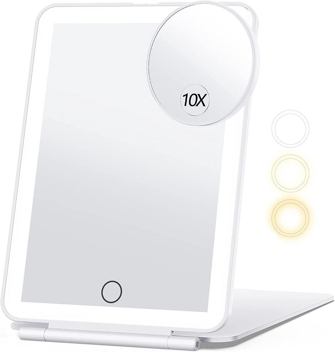 Draagbare Reis Make-up Spiegel met 10x Vergroting en 80 LED Verlichting