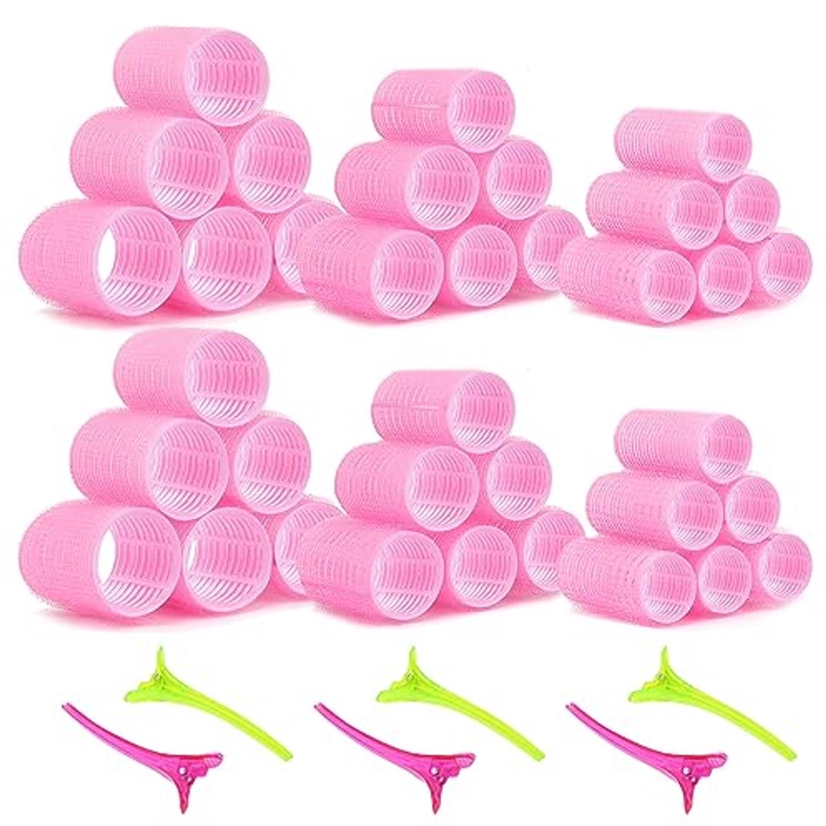 Lockenwickler Set - Zelfklevende Haarrollers in 3 Groottes - Inclusief Haarclips