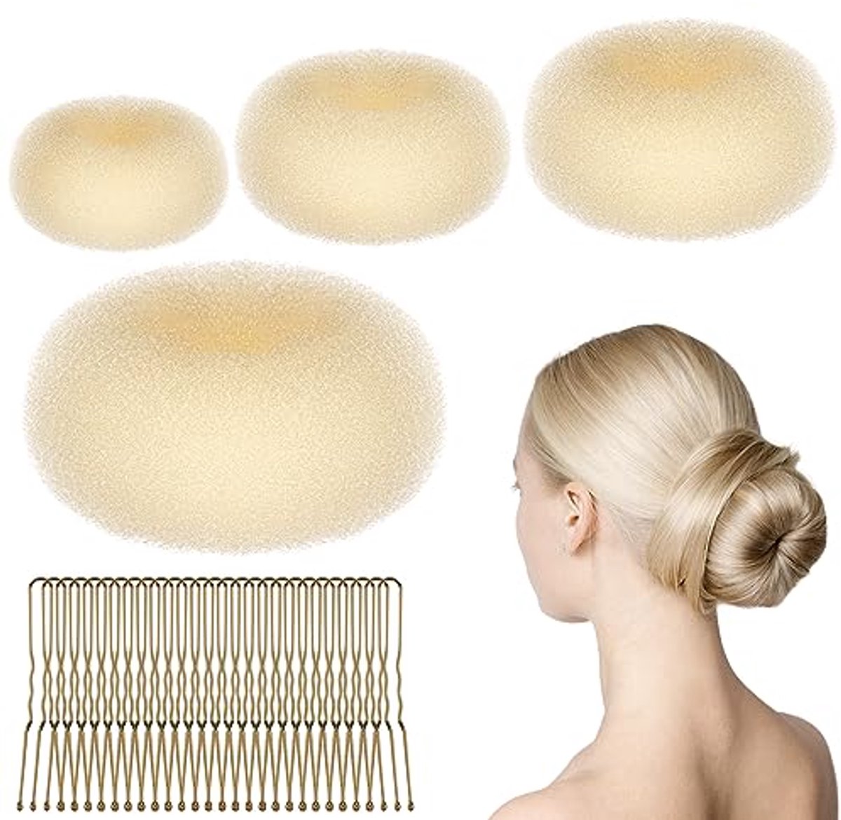 Donut Haar Dutt Set - 4 Delige Dutt Maker - Diverse Maten voor Volumineuze Haarkapsels