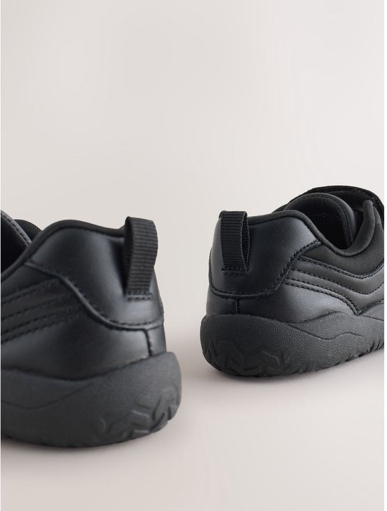 Next - Jongens - Barefoot leren elastische veterschoenen voor school met 1 klittenbandje - Zwart