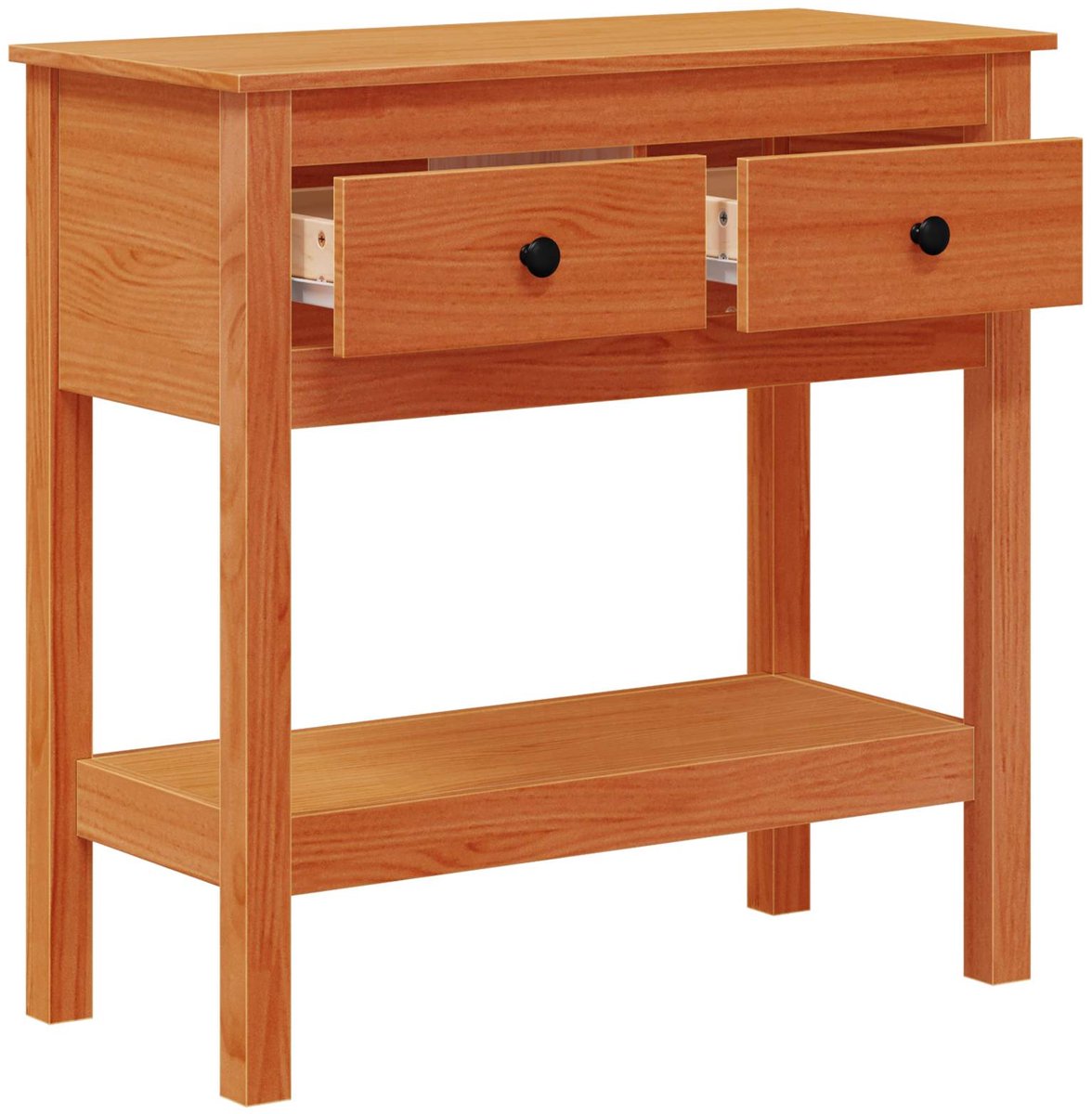 vidaXL Wandtafel - met - lade - Wasbruin - 75 - x - 35 - x - 75 - cm - Massief - Vurenhout