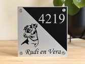 Naambordje | Huisnummerbord voordeur | Jack Russel | Hond | 20x20cm | Rvs-look | RVS afstandhouders