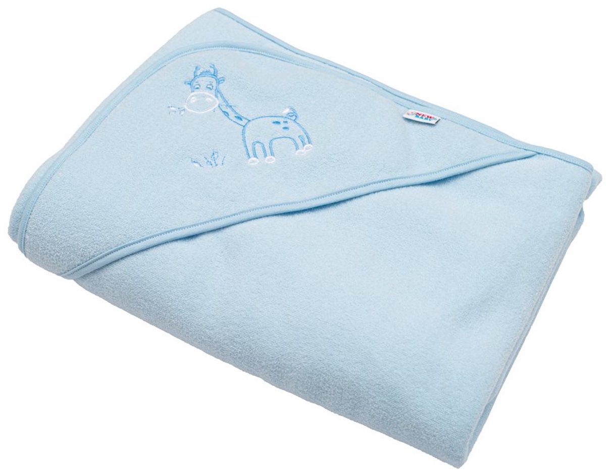 NEW BABY - Badcape - Badhanddoek 100x100 cm blauw met capuchon van badstof - Handdoek - Babydoek - Badtextiel - Capuchonhanddoek - Absorberend