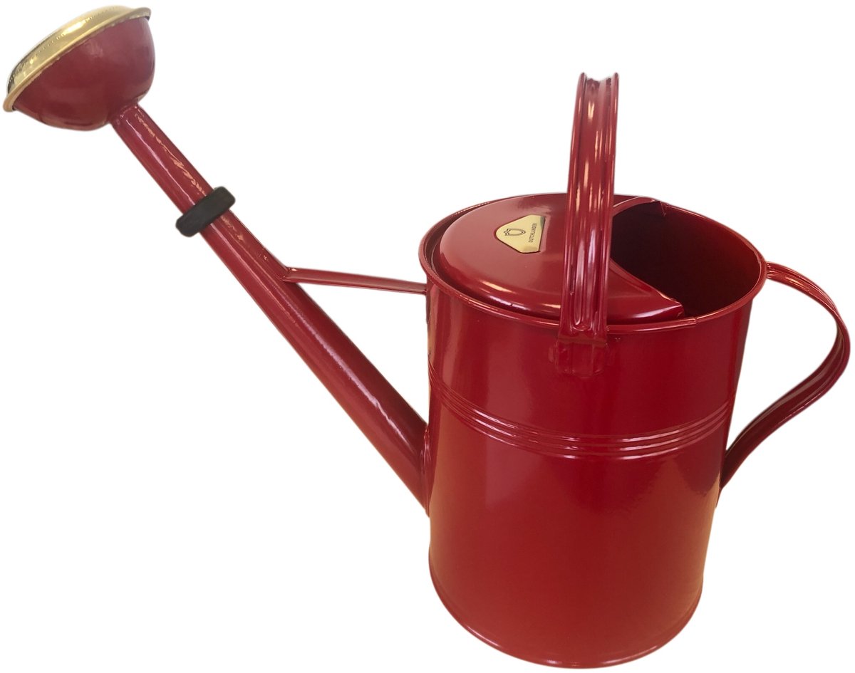 Dutchlander Metalen Gieter 9 Liter – Thermisch Verzinkt – Messing Broes – Robijnrood – Engelse Stijl