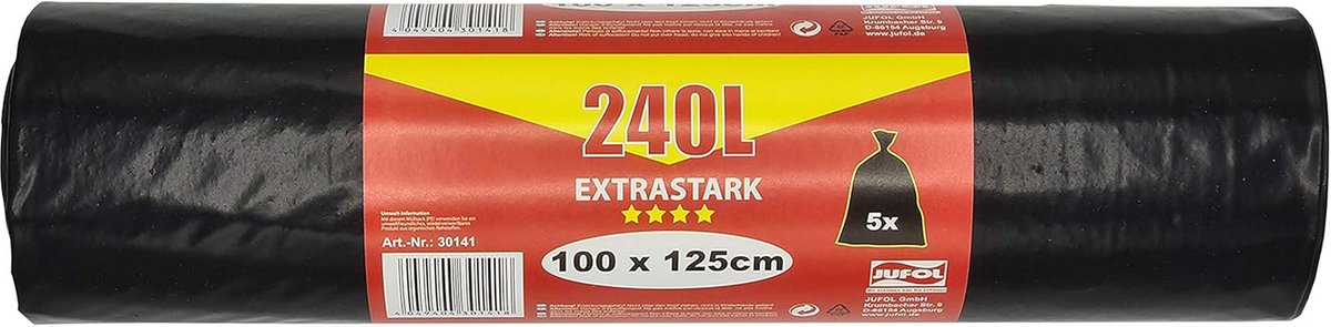 Extra Sterke Vuilniszakken 240L Zwart - Groot Formaat Afvalzakken op Rol